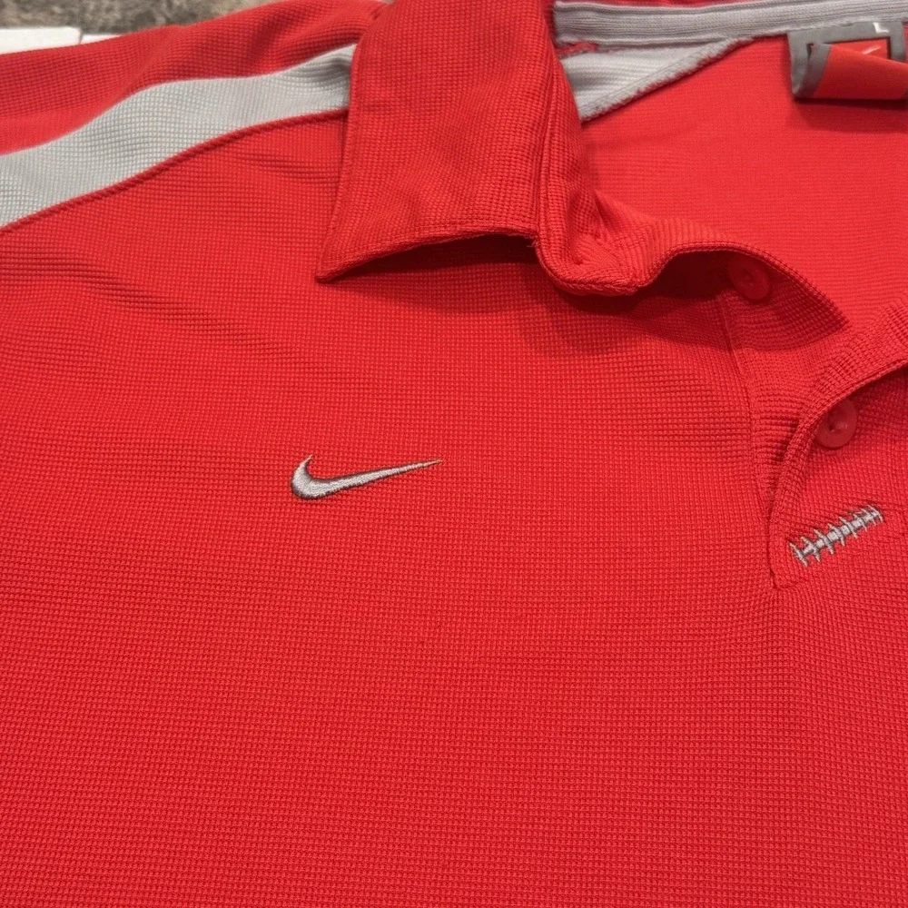 Ohio State Buckeyes Polo‎ Shirt Mens Large Nike Team Fit Dry Red Pullover Golf